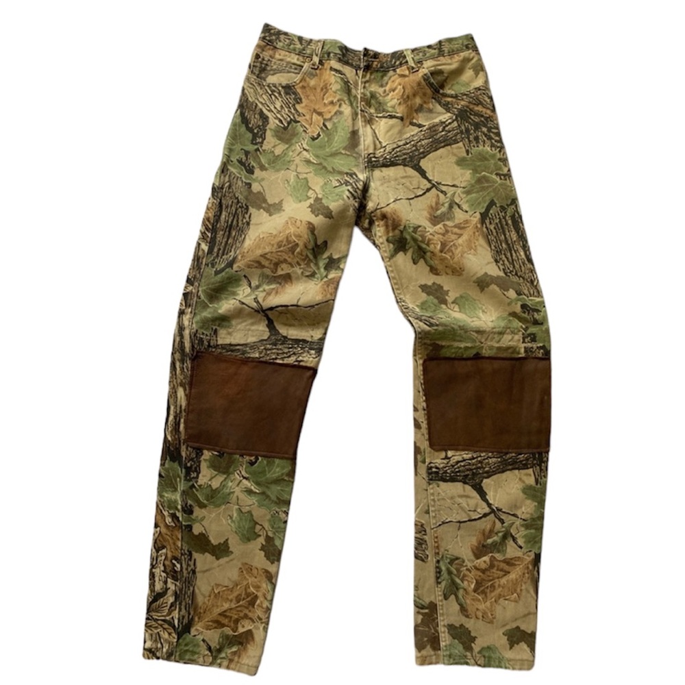 Vintage Cabela’s Realtree Cotton Leather Knee Camouflage Hunting Jeans Size 36R